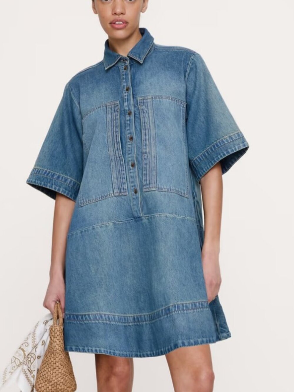 NWT Banana Republic Denim Trapeze Mini Shirt Dress